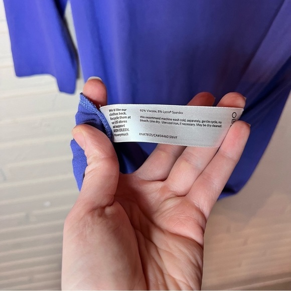 Eileen Fisher Periwinkle 3/4 Sleeve Square Neck Shift Dress, Women’s Size Medium - Picture 5 of 7